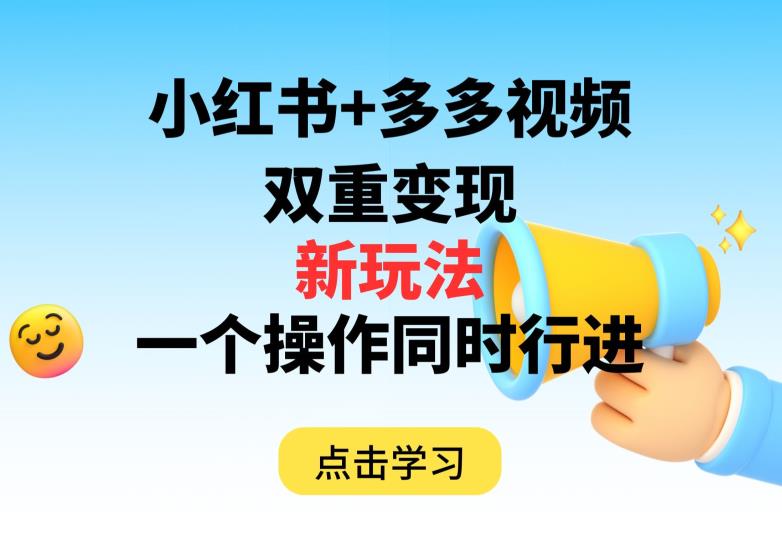 多多视频+小红书，双重变现新玩法，可同时进行【揭秘】_微雨项目网