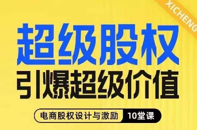 超级股权引爆超级价值，电商股权设计与激励10堂线上课_微雨项目网