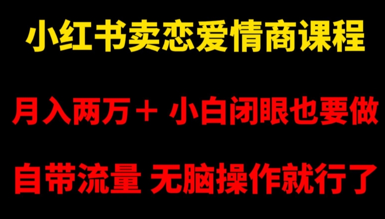 小红书卖恋爱情商课程，月入两万＋，小白闭眼也要做，自带流量，无脑操作就行了【揭秘】_微雨项目网