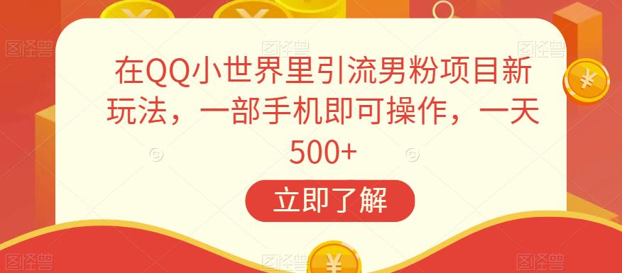 在QQ小世界里引流男粉项目新玩法，一部手机即可操作，一天500+【揭秘】_微雨项目网