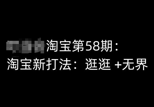 淘宝第58期培训课程，淘宝新打法：逛逛 +无界_微雨项目网