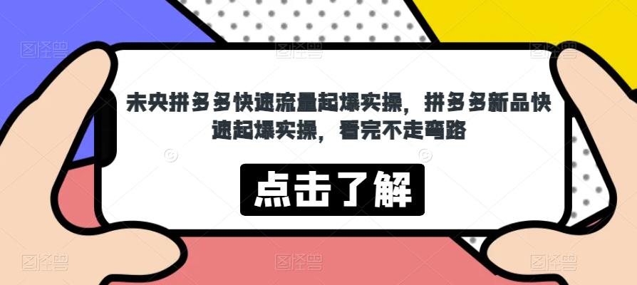 未央拼多多快速流量起爆实操，拼多多新品快速起爆实操，看完不走弯路_微雨项目网