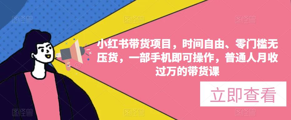 小红书带货项目，时间自由、零门槛无压货，一部手机即可操作，普通人月收过万的带货课_微雨项目网