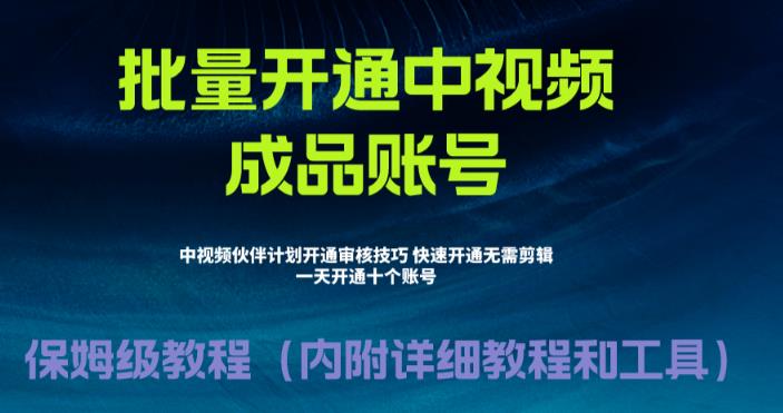 外面收费1980的暴力开通中视频计划教程，内附详细的快速通过中视频伙伴计划的办法_微雨项目网