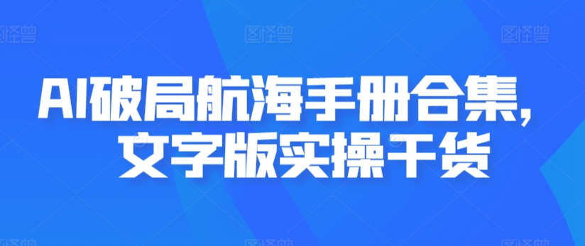 AI破局航海手册合集，文字版实操干货_微雨项目网