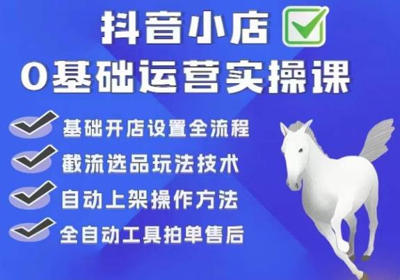 白马电商·0基础抖店运营实操课，基础开店设置全流程，截流选品玩法技术_微雨项目网