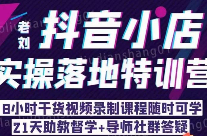 老刘·抖店商品卡流量，​抖音小店实操落地特训营，8小时干货视频录制课程随时可学_微雨项目网