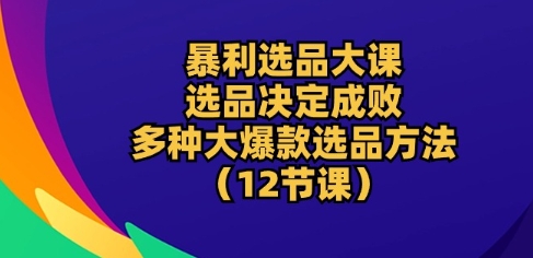 暴利选品大课：选品决定成败，教你多种大爆款选品方法(12节课)_微雨项目网