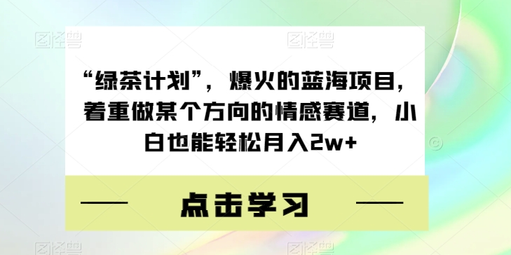 “绿茶计划”，爆火的蓝海项目，着重做某个方向的情感赛道，小白也能轻松月入2w+【揭秘】_微雨项目网