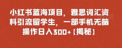 小红书蓝海项目，雅思词汇资料引流留学生，一部手机无脑操作日入300+【揭秘】_微雨项目网