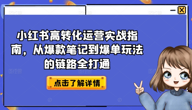 小红书高转化运营实战指南，从爆款笔记到爆单玩法的链路全打通_微雨项目网