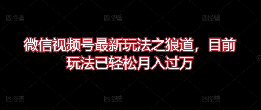 微信视频号最新玩法之狼道，目前玩法已轻松月入过万【揭秘】_微雨项目网