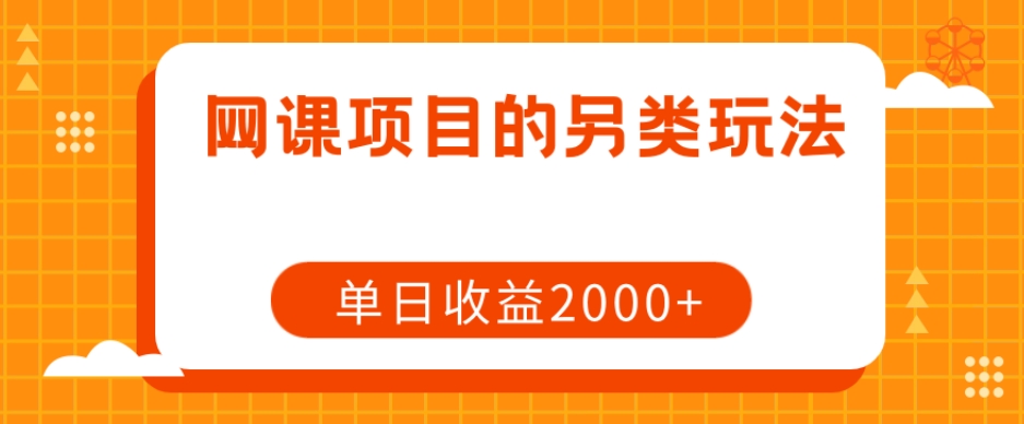 网课项目的另类玩法，单日收益2000+【揭秘】_微雨项目网