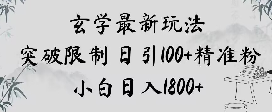 玄学新玩法，突破限制，日引100+精准粉，小白日入1800+【揭秘】_微雨项目网