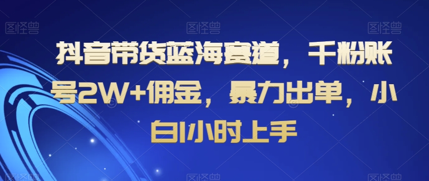 抖音带货蓝海赛道，千粉账号2W+佣金，暴力出单，小白1小时上手【揭秘】_微雨项目网