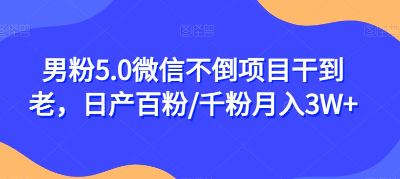 男粉5.0微信不倒项目干到老，日产百粉/千粉月入3W+【揭秘】_微雨项目网