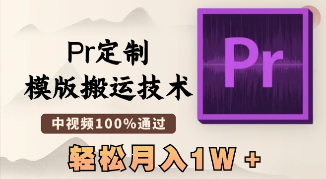 最新Pr定制模版搬运技术，中视频100%通过，几分钟一条视频，轻松月入1W＋【揭秘】_微雨项目网