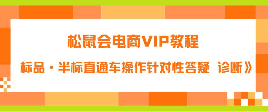 松鼠会电商VIP教程：松鼠《付费推广标品·半标直通车操作针对性答疑&诊断》_微雨项目网