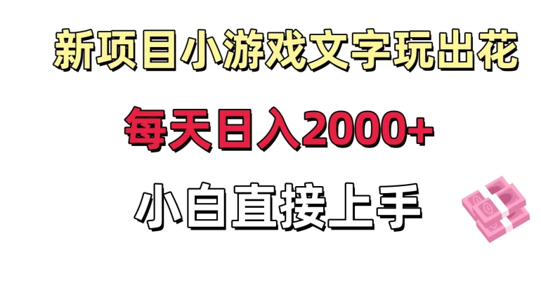 新项目小游戏文字玩出花日入2000+，每天只需一小时，小白直接上手【揭秘】_微雨项目网