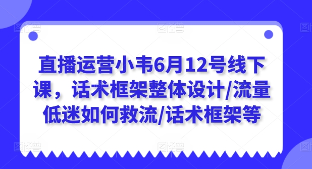 直播运营小韦6月12号线下课，话术框架整体设计/流量低迷如何救流/话术框架等_微雨项目网