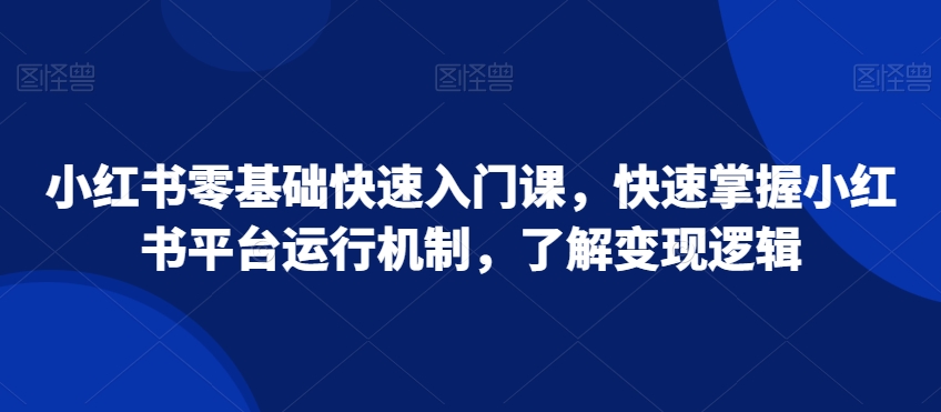 小红书零基础快速入门课，快速掌握小红书平台运行机制，了解变现逻辑_微雨项目网