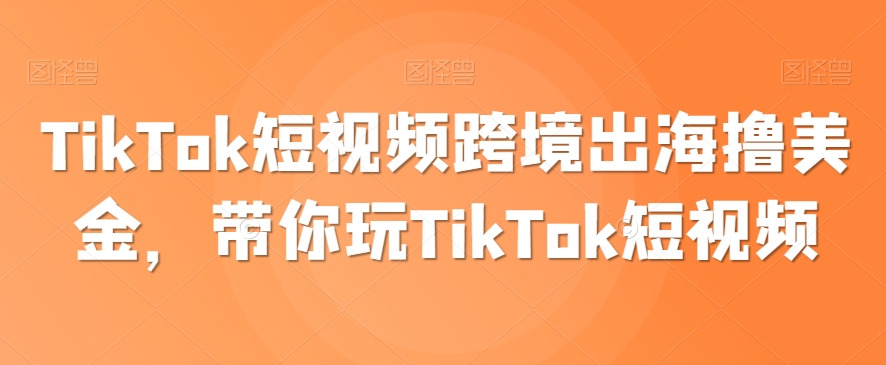 TikTok短视频跨境出海撸美金，带你玩TikTok短视频_微雨项目网