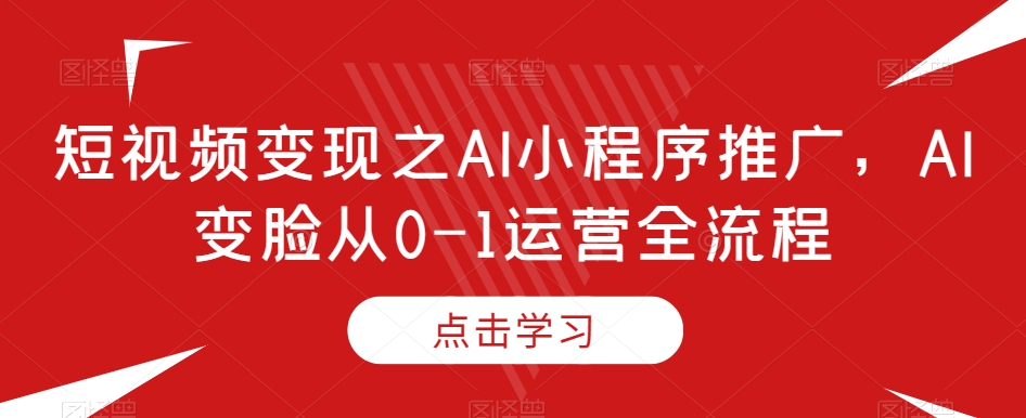 短视频变现之AI小程序推广，AI变脸从0-1运营全流程_微雨项目网