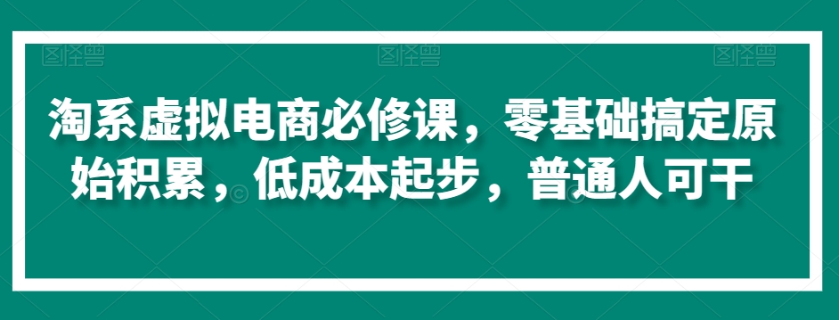 淘系虚拟电商必修课，零基础搞定原始积累，低成本起步，普通人可干_微雨项目网