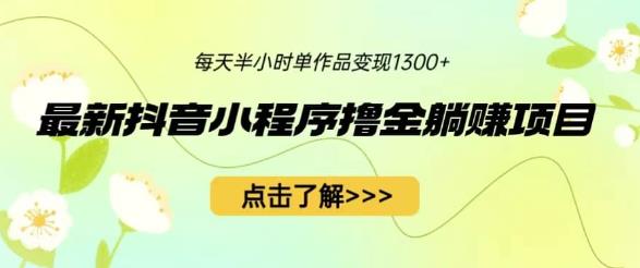 最新抖音小程序撸金躺赚项目，一部手机每天半小时，单个作品变现1300+【揭秘】_微雨项目网