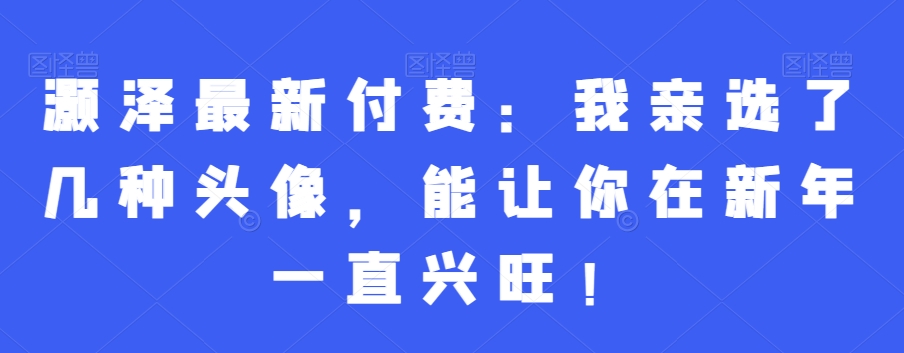 灏泽最新付费：我亲选了几种头像，能让你在新年一直兴旺！_微雨项目网