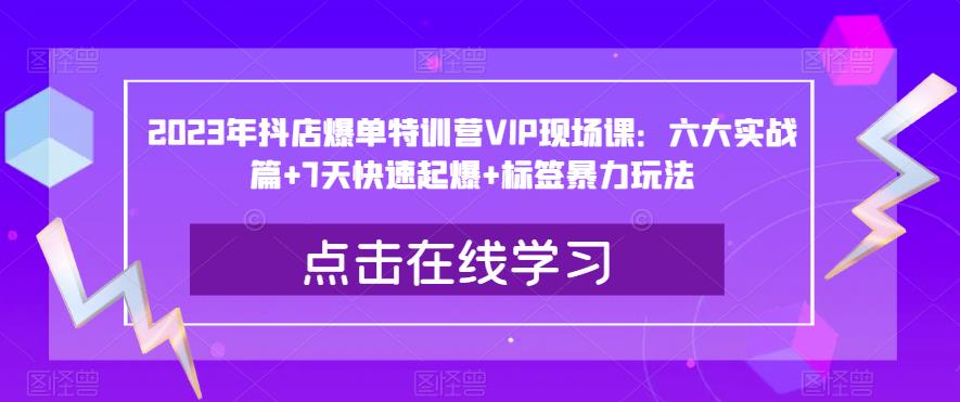 2023年抖店爆单特训营VIP现场课：六大实战篇+7天快速起爆+标签暴力玩法_微雨项目网