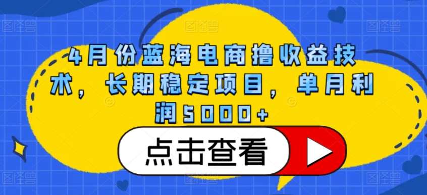 4月份蓝海电商撸收益技术，长期稳定项目，单月利润5000+【揭秘】_微雨项目网