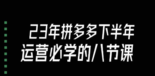 大牙·23年下半年拼多多运营必学的八节课（18节完整）_微雨项目网