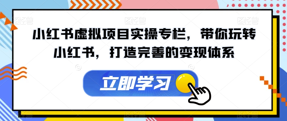 小红书虚拟项目实操专栏，带你玩转小红书，打造完善的变现体系_微雨项目网