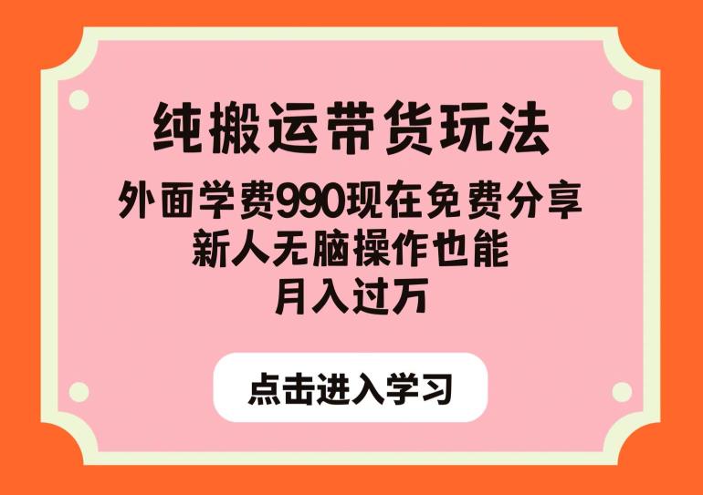 纯搬运带货玩法，外面学费990现在免费分享，新人无脑操作也能月入过万【揭秘】_微雨项目网