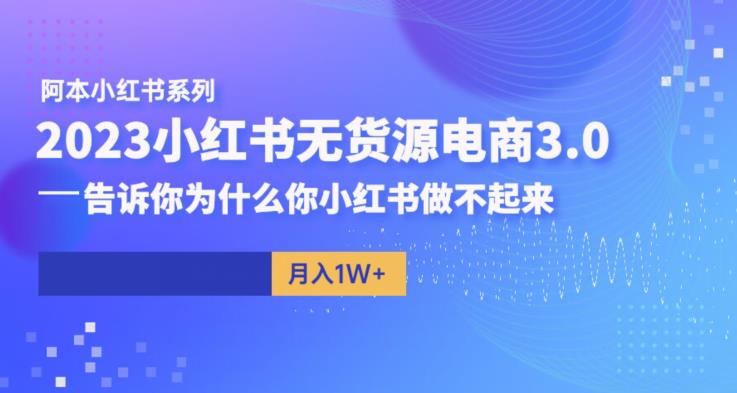 阿本小红书无货源电商3.0，告诉你为什么你小红书做不起来_微雨项目网