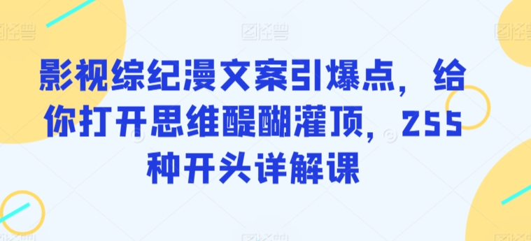 影视综纪漫文案引爆点，给你打开思维醍醐灌顶，255种开头详解课_微雨项目网