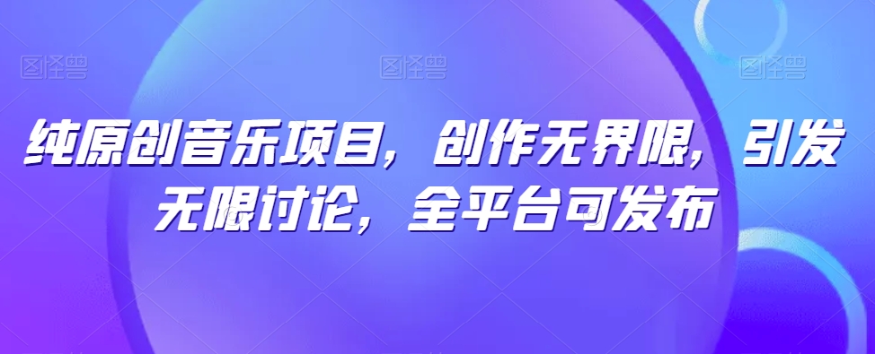 纯原创音乐项目，创作无界限，引发无限讨论，全平台可发布【揭秘】_微雨项目网