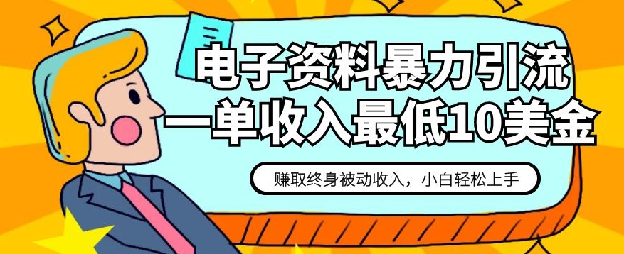 电子资料暴力引流，一单最低10美金，赚取终身被动收入，保姆级教程【揭秘】_微雨项目网