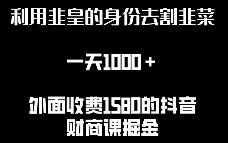 利用非皇的身份去割韭菜，一天1000+(附详细资源)【揭秘】_微雨项目网