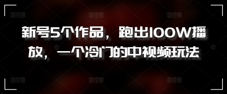 新号5个作品，跑出100W播放，一个冷门的中视频玩法【揭秘】_微雨项目网