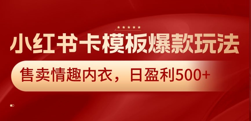 小红书卡模板爆款玩法，售卖情趣内衣，日盈利500+【揭秘】_微雨项目网