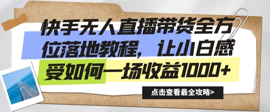 快手无人直播带货全方位落地教程，让小白感受如何一场收益1000+【揭秘】_微雨项目网