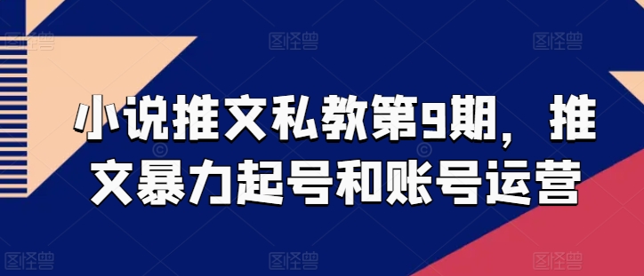 小说推文私教第9期，推文暴力起号和账号运营_微雨项目网