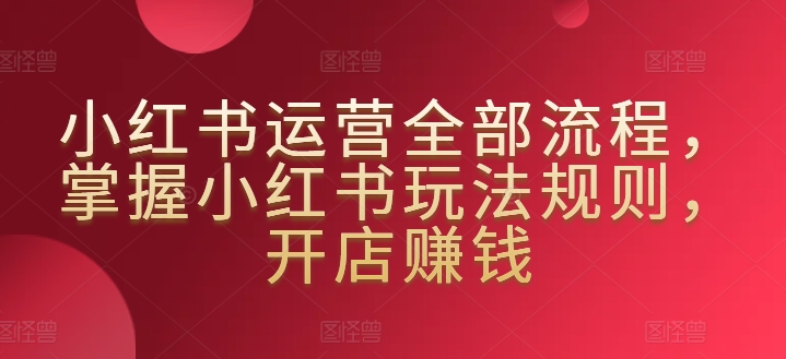 小红书运营全部流程，掌握小红书玩法规则，开店赚钱_微雨项目网