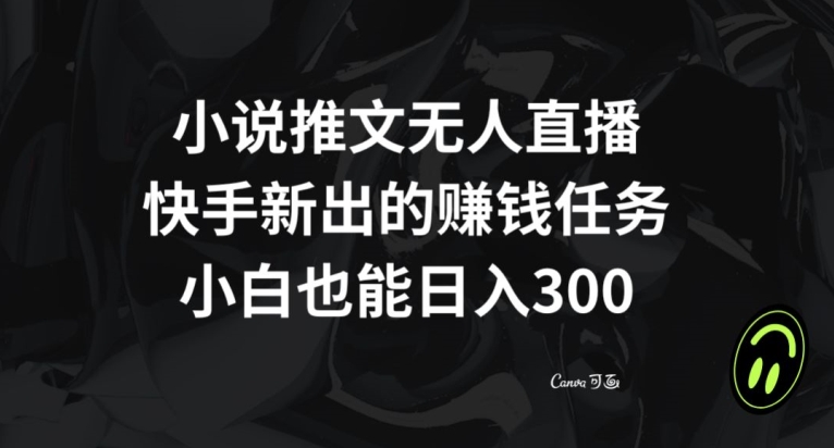 小说推文无人直播，快手新出的赚钱任务，小白也能日入300+【揭秘】_微雨项目网