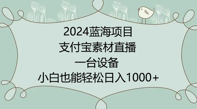 2024年蓝海项目，支付宝素材直播，无需出境，小白也能日入1000+ ，实操教程【揭秘】_微雨项目网