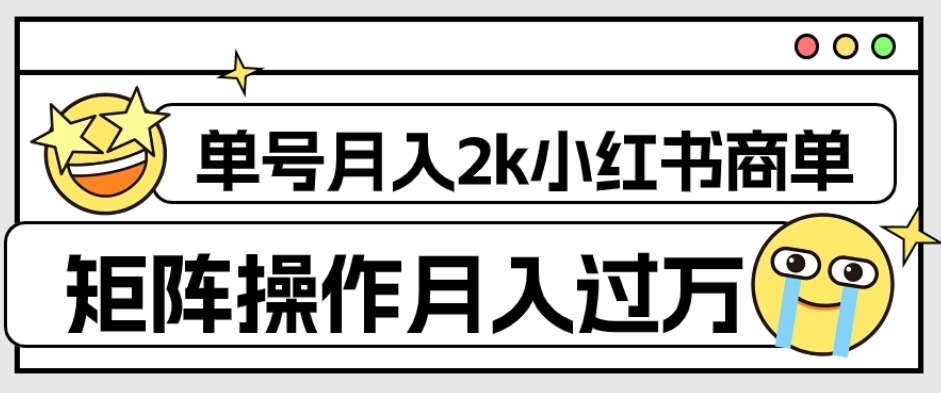 外面收费1980的小红书商单保姆级教程，单号月入2k，矩阵操作轻松月入过万_微雨项目网