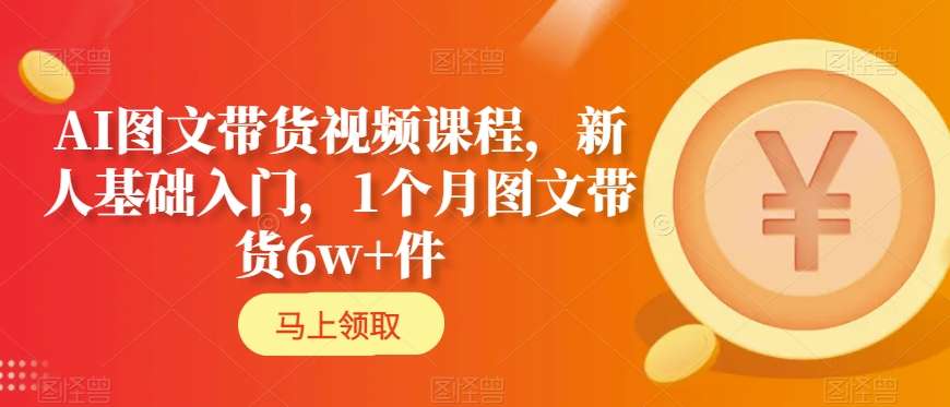 AI图文带货视频课程，新人基础入门，1个月图文带货6w+件_微雨项目网