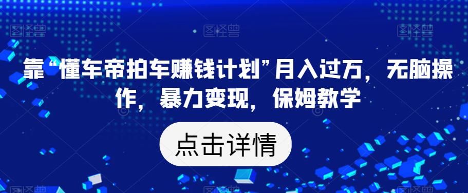 靠“懂车帝拍车赚钱计划”月入过万，无脑操作，暴力变现，保姆教学【揭秘】_微雨项目网